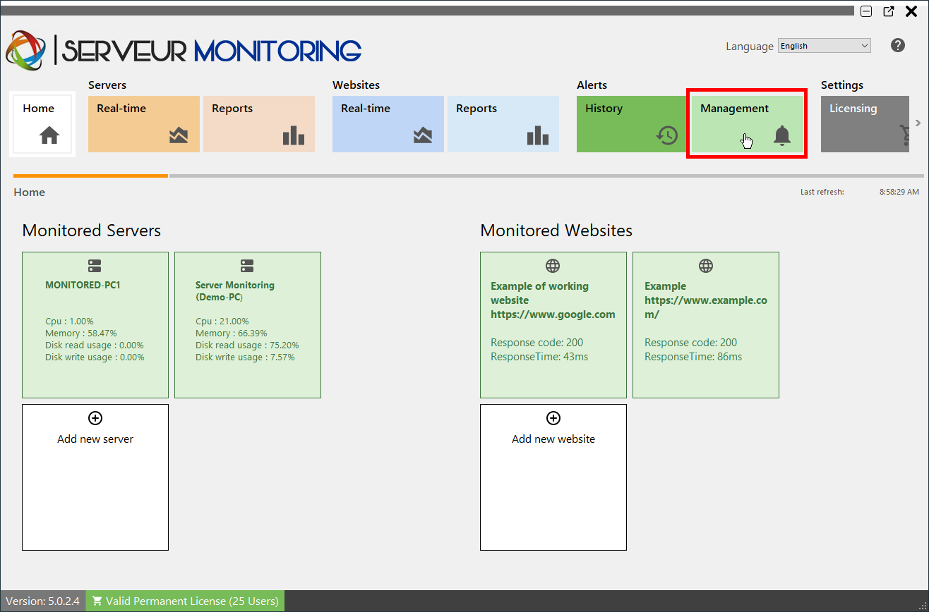 Alerts Management Screenshot